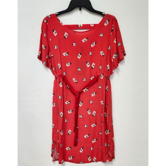 Seraphine Women's Red Floral Open Back Midi Maternity Dress W/Belt Size 4 & 8 - Picture 1 of 7